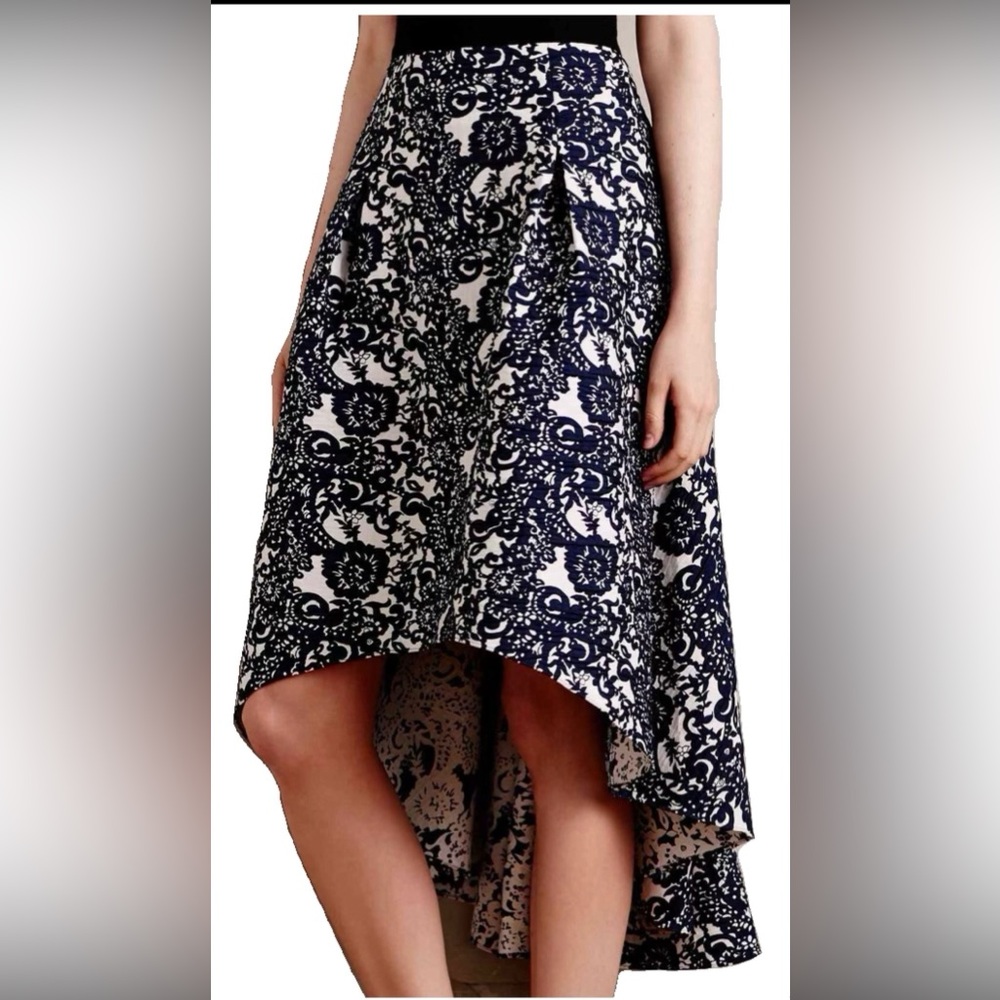 Anthropologie Navy and Cream A-Line Skirt